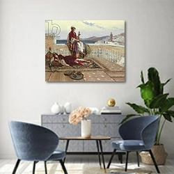 «On the Terrace, Tangiers» в интерьере современной гостиной над комодом