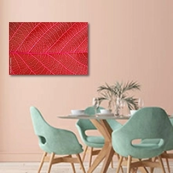 «Абстрактный красный лист» в интерьере современной столовой в пастельных тонах