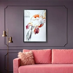 «Iris  - Composition IV» в интерьере гостиной с розовым диваном