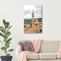 «Италия, Тоскана. Горный городок. Окно 2» в интерьере современной светлой гостиной над диваном
