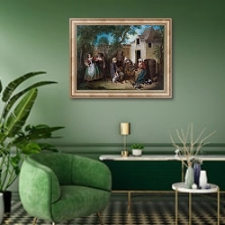 «Четыре возраста - Старость» в интерьере гостиной в зеленых тонах