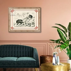«The First Hansom» в интерьере классической гостиной над диваном