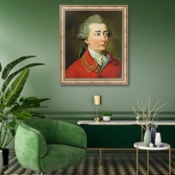 «Self portrait 4» в интерьере гостиной в зеленых тонах