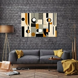 «Composition №50» в интерьере в стиле лофт над диваном