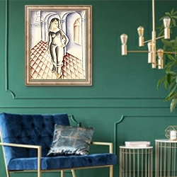 «Cleopatra, c.1950» в интерьере в классическом стиле с зеленой стеной