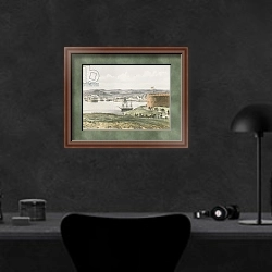 «Sebastopol, from Fort Constantine» в интерьере кабинета в черных цветах над столом
