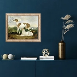 «Two Greyhounds in a Landscape» в интерьере в классическом стиле в синих тонах