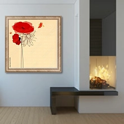 «Маки 53» в интерьере в стиле минимализм у камина