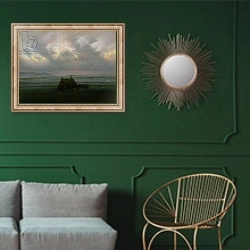 «Waft of Mist, c. 1818-20» в интерьере классической гостиной с зеленой стеной над диваном