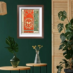 «Chinese prints pl.111» в интерьере в этническом стиле с зеленой стеной