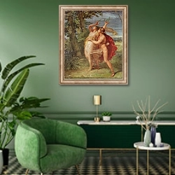 «Apollo and Daphne» в интерьере гостиной в зеленых тонах