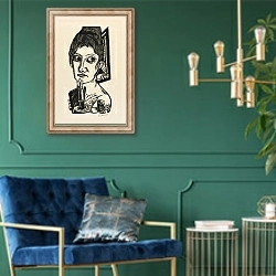 «Woman with Candle» в интерьере в классическом стиле с зеленой стеной