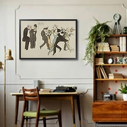 «J’aime bien la danse…mais celle-là !; Comte Napoléon Gourgaud, J Hennessy, M Ephrussi, Baron E de Rothschild, comte B de Valon» в интерьере кабинета в стиле ретро над столом