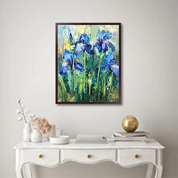 «Blue irises» в интерьере в классическом стиле над столом