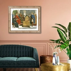 «Harold swears fidelity to duke William of Normandy» в интерьере классической гостиной над диваном