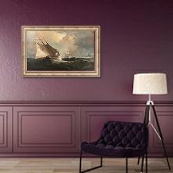 «Sailing boats in a storm by the American coast» в интерьере в классическом стиле в фиолетовых тонах