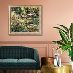 «Waterlily Pond: Pink Harmony, 1900» в интерьере классической гостиной над диваном
