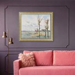 «La Loire À Trentemouet» в интерьере гостиной с розовым диваном