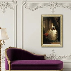 «Портрет великой княжны Александры Павловны 3» в интерьере в классическом стиле над банкеткой