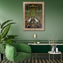 «Banquet in the Redoutensaal, Vienna, 1760 2» в интерьере гостиной в зеленых тонах