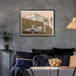 «Citroen by Modern House» в интерьере гостиной в стиле лофт в серых тонах