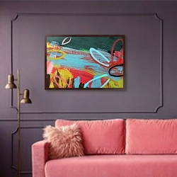 «abstract 51» в интерьере гостиной с розовым диваном
