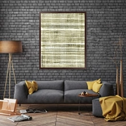 «Бежевая полосатая абстракция» в интерьере в стиле лофт над диваном