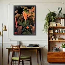 «Dietrich, Marlene 8» в интерьере кабинета в стиле ретро над столом