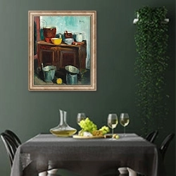 «Kitchen Utensils,» в интерьере столовой в зеленых тонах
