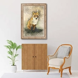 «Рыжая лисичка» в интерьере в классическом стиле над комодом
