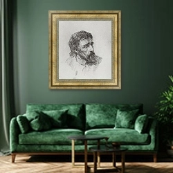 «Голова Христа. 1880-е» в интерьере гостиной в оливковых тонах