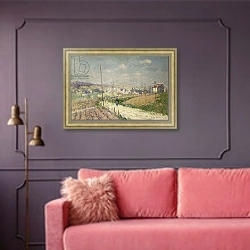 «Spring in Ile de France; Printemps en Ile de France, 1916» в интерьере гостиной с розовым диваном