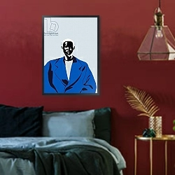 «Blue Coat, 2016» в интерьере спальни с акцентной стеной