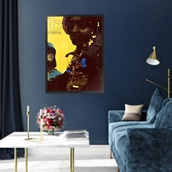 «Portrait of an African Female» в интерьере в классическом стиле в синих тонах