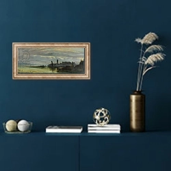 «Twilight in the Lagoons near Venice, 1875-85» в интерьере в классическом стиле в синих тонах