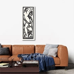 «Twee dansende figuren» в интерьере современной гостиной над диваном