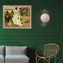 «Candombe,» в интерьере классической гостиной с зеленой стеной над диваном