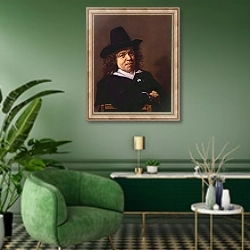 «'Frans Post'» в интерьере гостиной в зеленых тонах