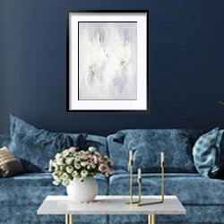 «White softness.  White night» в интерьере современной гостиной в синем цвете