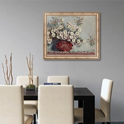 «Хризантемы» в интерьере современной кухни над столом