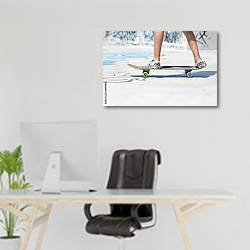 «Скейтборд 5» в интерьере офиса над рабочим местом