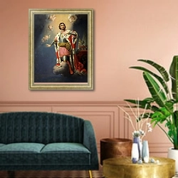 «Александр Невский» в интерьере классической гостиной над диваном