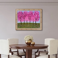 «Сад розовых деревьев» в интерьере столовой в классическом стиле
