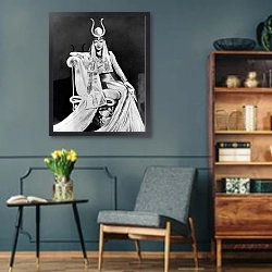 «Colbert, Claudette (Cleopatra) 7» в интерьере гостиной в стиле ретро в серых тонах