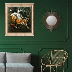 «Charlotte Felicitas a Daughter of Johannes Friedrich» в интерьере классической гостиной с зеленой стеной над диваном