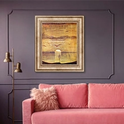 «Закат» в интерьере гостиной с розовым диваном