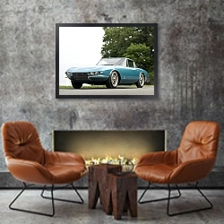 «Corvette C2 Rondine Coupe '1963 дизайн Pininfarina» в интерьере в стиле лофт с бетонной стеной над камином