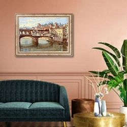 «Florence, Ponte Vecchio» в интерьере классической гостиной над диваном