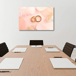 «Два золотых кольца на нежно розовом фоне» в интерьере офиса над переговорным столом