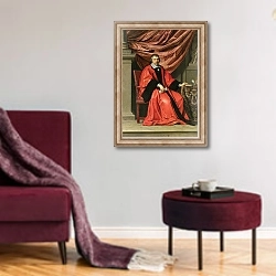 «Omer Talon, 1649» в интерьере гостиной в бордовых тонах
